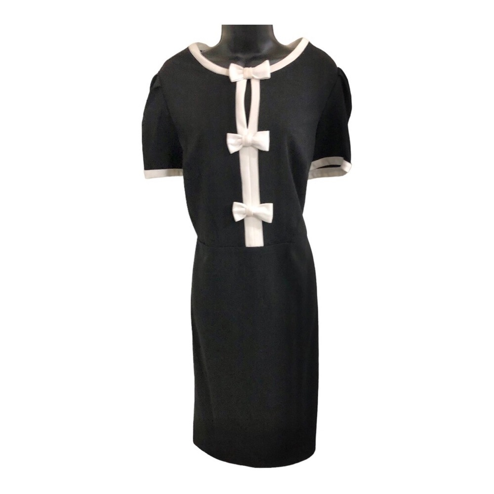 Black & white colorblock bow detail short‎ sleeve plus size sheath dress size 16